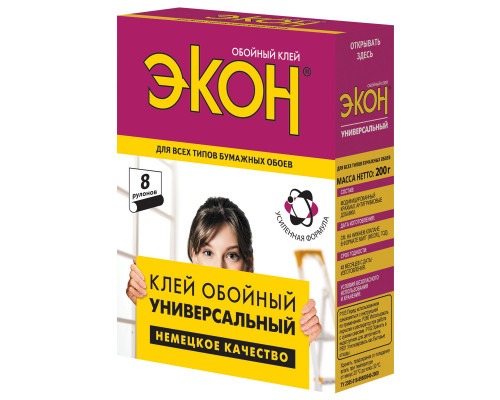 Обойный клей ЭКОН Универсальный, 200г (кор.24шт)-ТМ ЭКОН