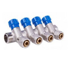 Коллектор 3/4" с регулирующими вентелями и фитингом, 4выхода ТМ SD Plast