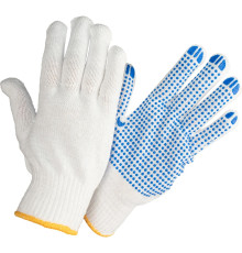 Перчатки Х/Б/ПЭ, белые с синим ПВХ M1500