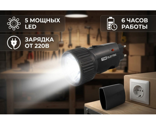 Фонарь "Компакт 4", аккумуляторный, 5 светодиодов 15 лм/Вт (уп.20шт) - ТМ TDM