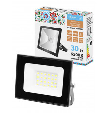 Прожектор светодиодный СДО-05-030 30 Вт, 2400 лм, 6500 К, 220-240 В, IP65, черный, Народный - TM TDM