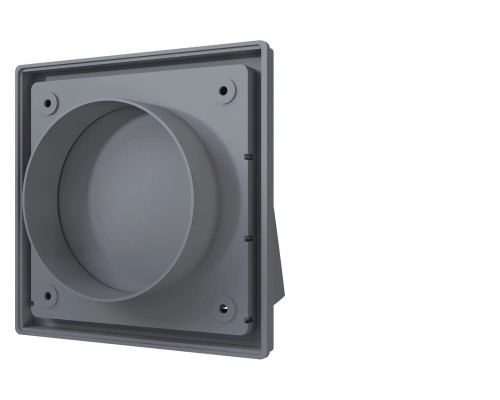 Выход стенной вытяжной с обратным клапаном 150х150 с фланцем D100, ASA, сер - ТМ VE