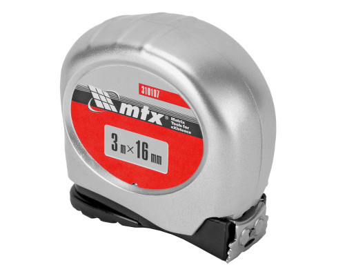 Рулетка 3м х 16мм Magnetic, пластиковый корпус, AUTO фиксация, магнит. зацеп (уп.12шт) - TM MTX