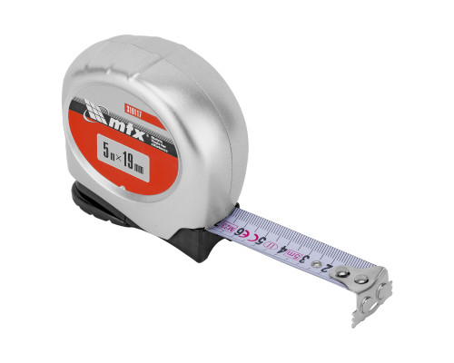 Рулетка 5м х 19мм Magnetic, пластиковый корпус, AUTO фиксация, магнит. зацеп (уп.1шт) - TM MTX