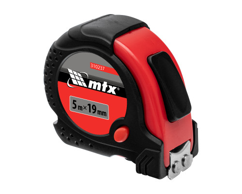 Рулетка 5м х 19мм Status Magnet, обрезиненный корпус, зацеп магнит (уп.12шт) - TM MTX.