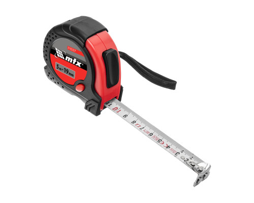 Рулетка 5м х 19мм Status Magnet, обрезиненный корпус, зацеп магнит (уп.12шт) - TM MTX.