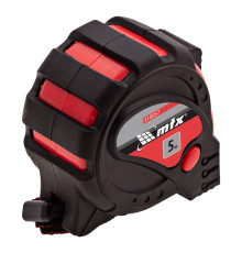Рулетка 5м х 25мм Status Magnet 3 fixations, обрезиненный корпус, зацеп магнит (уп.6шт) - TM MTX.