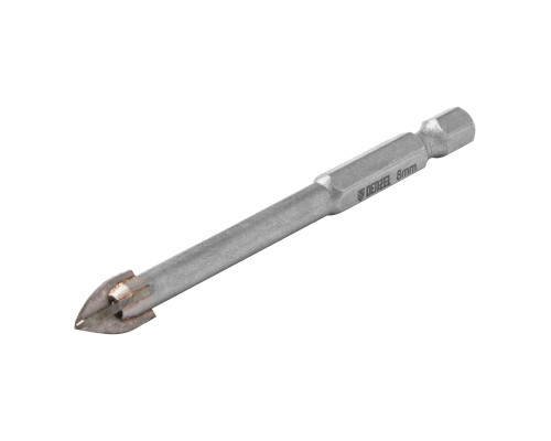 Сверло 8,0мм по керамической плитке и стеклу, крест. пластина, шестигран. хвост. - TM Denzel