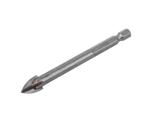 Сверло 10,0мм по керамической плитке и стеклу, крест. пластина, шестигран. хвост. - TM Denzel