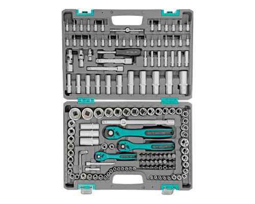 Набор инструментов, 1/4", 3/8", 1/2", Cr-V, S2, усилен. кейс, 151пред. - ТМ STELS