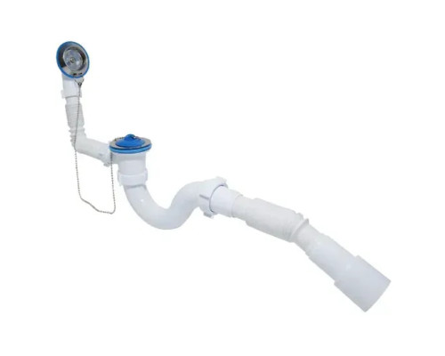 Сифон для ванны прямоточный, выпуск 70мм, с гофрой, выход (40/50мм) Waterstal