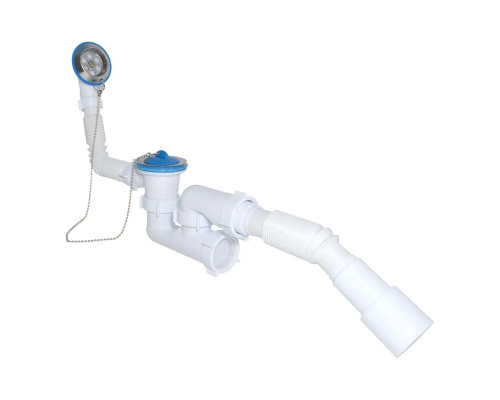 Сифон для ванны прямоточный, на входе 45, с цепочкой,, с гофрой, выход (40/50мм) Waterstal