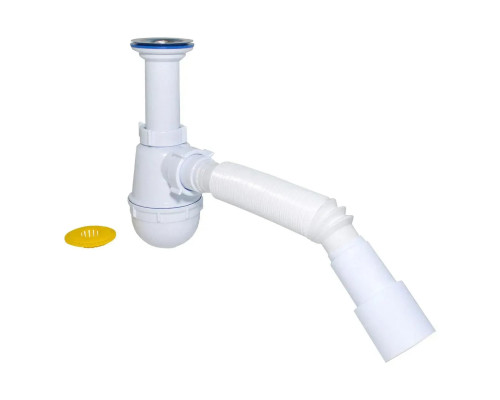 Сифон для мойки бутылочный (макси), выпуск малый 70мм, с гофрой, выход (40/50мм) Waterstal