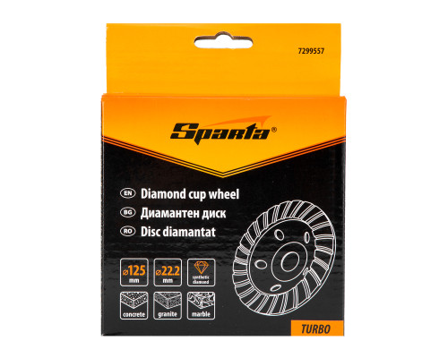 Чашка алмазная зачистная 125мм TURBO, (уп. 40шт) - TM Sparta