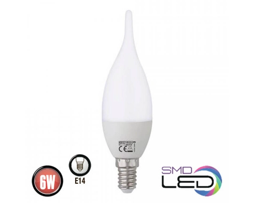 Лампа светодиод. свеча на ветру LED(E14 6W 4200K 480Lm) 175-250V-HL4370L