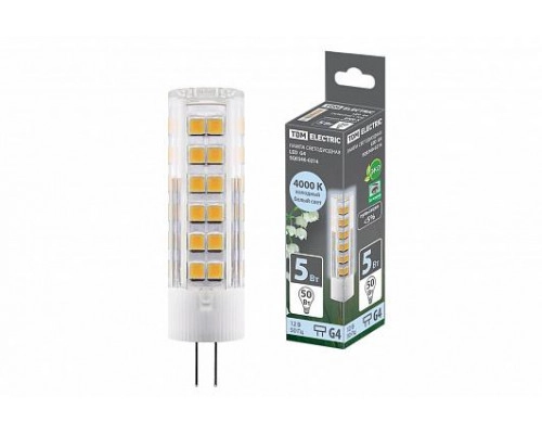 Лампа светодиодная G4-5 Вт-AC/DC 12 В-4000 К, SMD, 16x57мм - TM TDM Лампа светодиодная G4-5 Вт-AC/DC 12 В-4000 К, SMD, 16x57мм - TM TDM